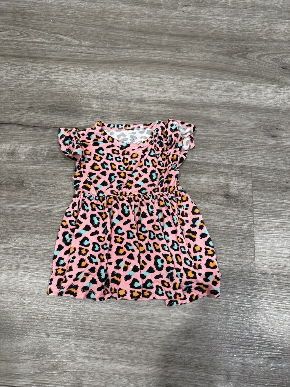 Posh Peanut Pink Leopard Dress with Aqua & Yellow Spots